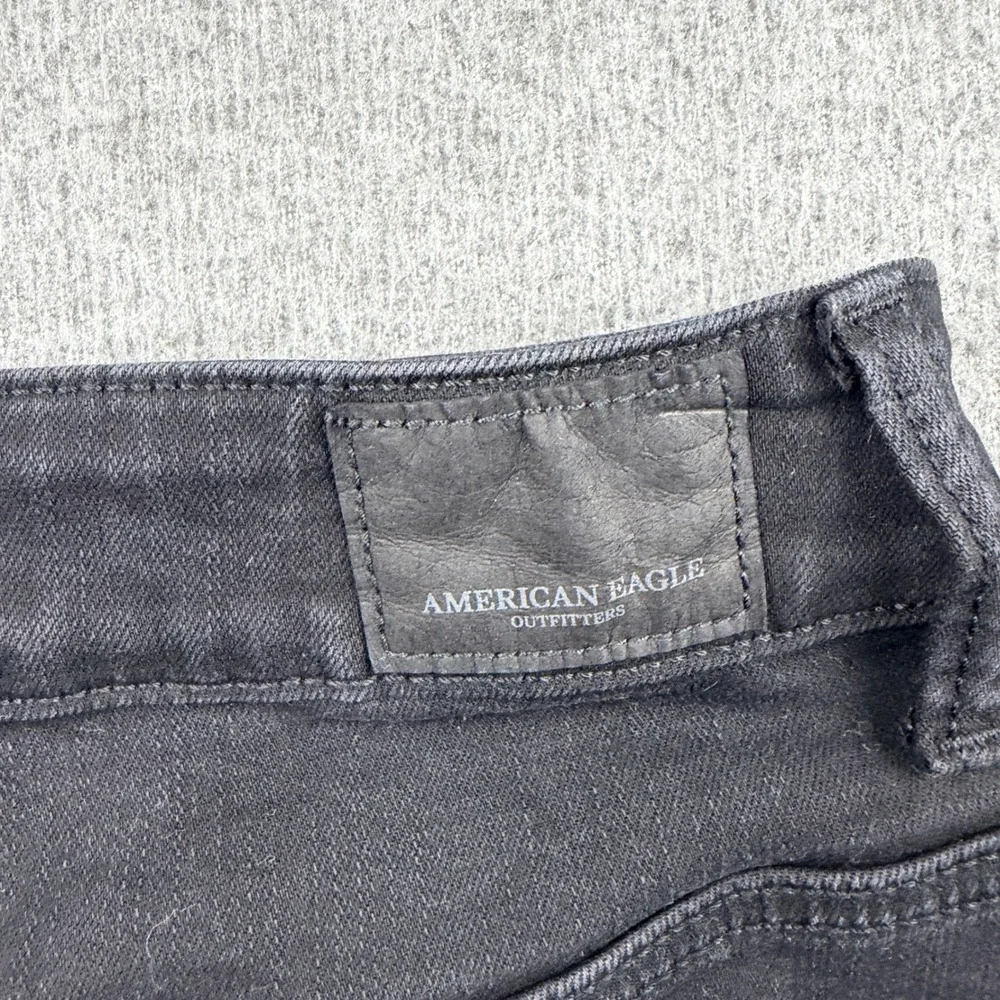 American Eagle Women's 0 Hi-Rise‎ Mini Skirt Black Denim Stretch Raw Hem